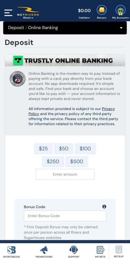 Step 4: Deposit