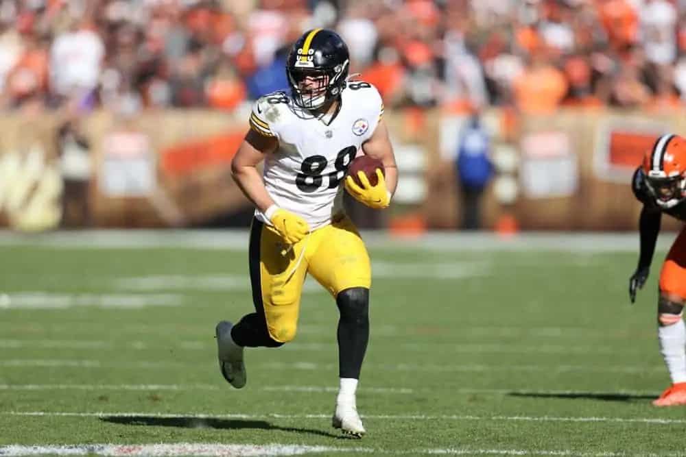 The top DraftKings Pick6 NFL predictions today for Browns-Steelers (Nov. 21) include a play on Pat Freiermuth...