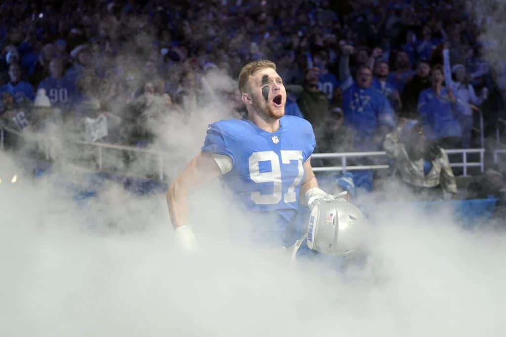 The best Lions-Cowboys player prop picks and anytime touchdown scorer bets for Saturday include a bet on Aidan Hutchinson...
