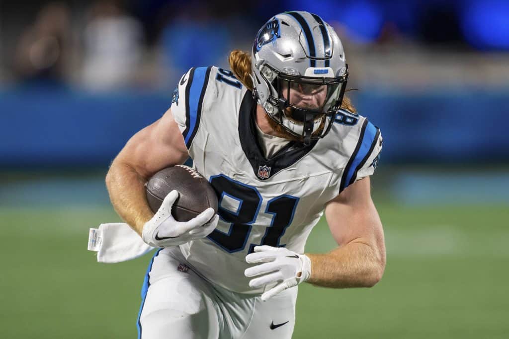 The best Panthers-Bears player prop picks and anytime touchdown scorer bets for Thursday Night Football include a bet on Hayden Hurst...