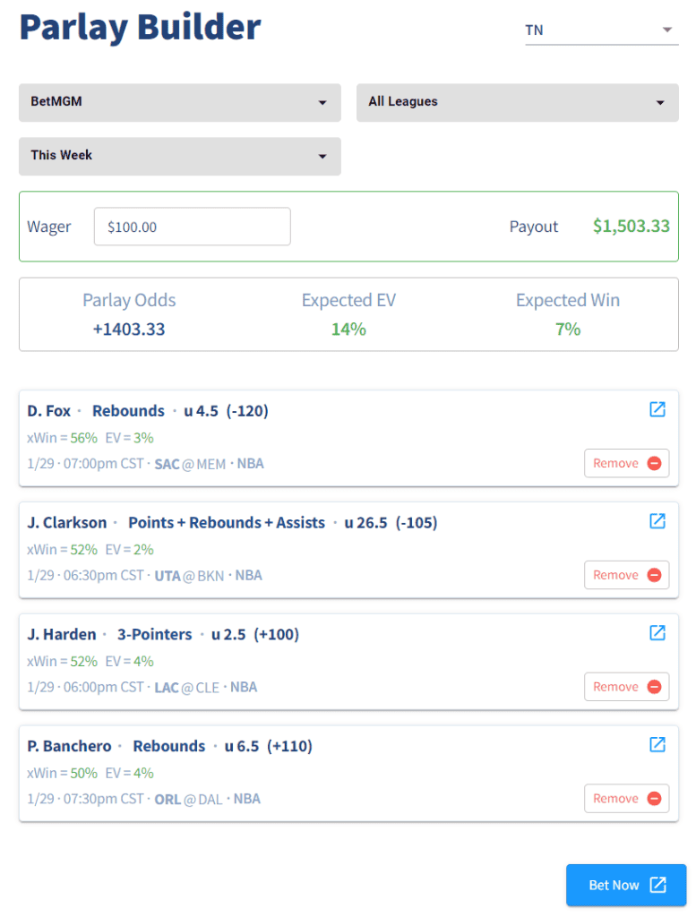 The best NBA parlay bet and picks today for today, Monday, January 28, include wagers on De'Aaron Fox and Jordan Clarkson.